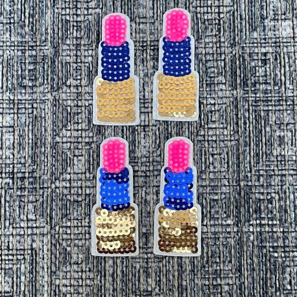 Lip stick Patches Multi color Sequins Iron On Patches Lot of 4 patches for craft - Picture 3 of 9